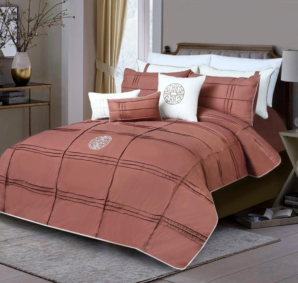 9 Pc's Pleated Embroidered & Corded Duvet Katha - 92Bedding