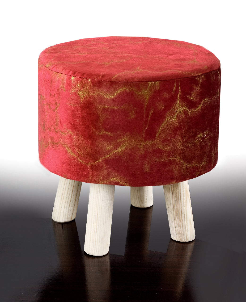 Wooden stool Velvet Sprinkle Round Shape- 1293