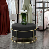 Luxury Wooden Round stool With Steel Stand -305 - 92Bedding