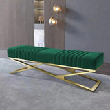 Modern Velvet Upholstered Ottoman Bench in Gold -800 - 92Bedding