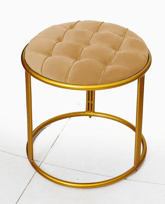 Luxury Velvet Round Stool With Steel Stand -901 - 92Bedding