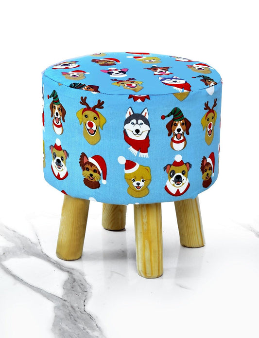 Wooden stool Printed Round Shape- 1241 - myhomestyle.pk