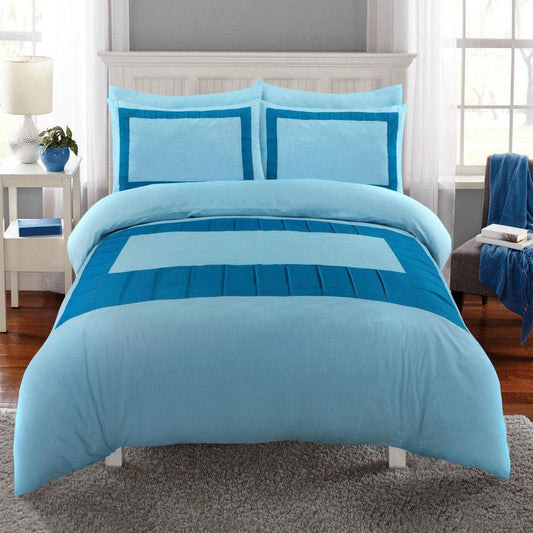 8 Pcs Blocks Duvet Set Sky Blue - 92Bedding