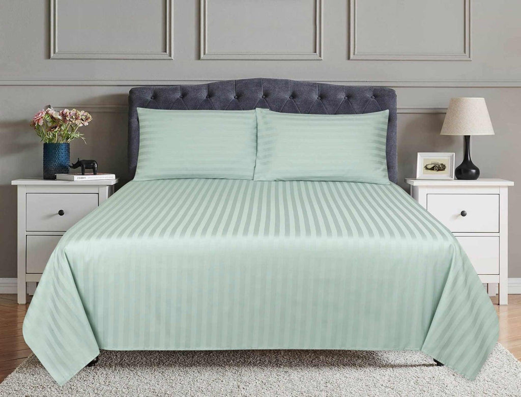 3 Pcs Satin Strip Bed Sheet Blue Haze NB-726 - 92Bedding