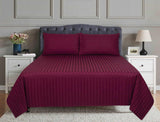 3 Pcs Satin Strip Bed Sheet Burgundy NB-732 - 92Bedding