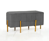 2 Seater Luxury Velvet Wooden Stool With Steel Stand-882 - 92Bedding