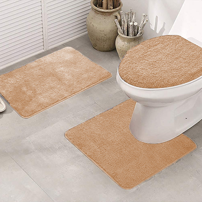 3 PCs Non Skid Suction Toilet Mat - 029