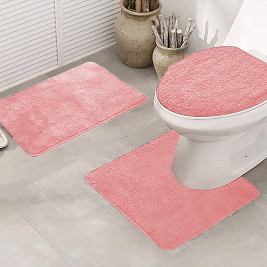 3 PCs Non Skid Suction Toilet Mat - 028