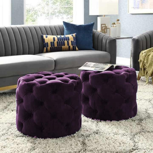 Living Room Velvet Ottoman Stool-678 - 92Bedding