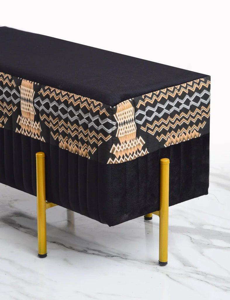 2 Seater Luxury Printed Stool With Steel Stand -1182 - 92Bedding