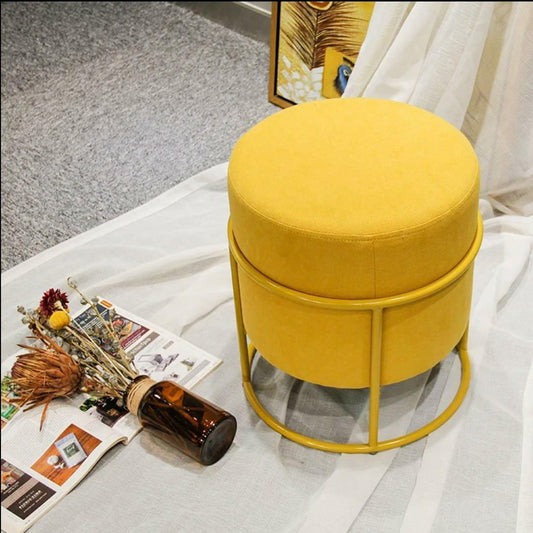 Luxury Wooden Round stool With Steel Stand -1133 - 92Bedding