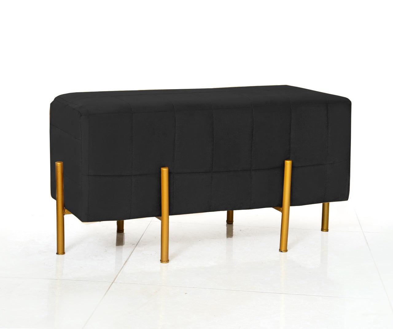 2 Seater Luxury Velvet Wooden Stool With Steel Stand-883 - 92Bedding