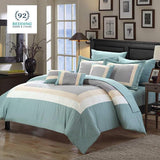 Embellish Patch Pleated Duvet Set - Sky And Cream - 92Bedding
