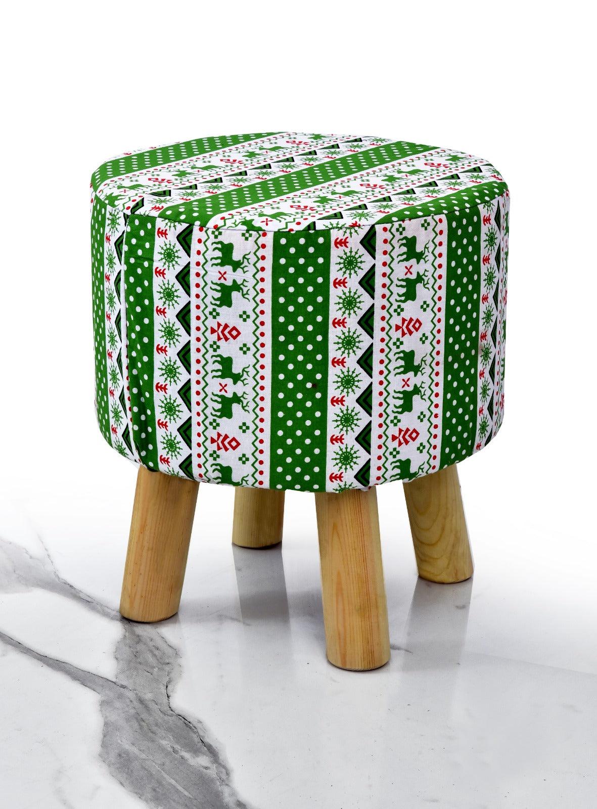 Wooden stool Printed Round Shape- 1240 - myhomestyle.pk