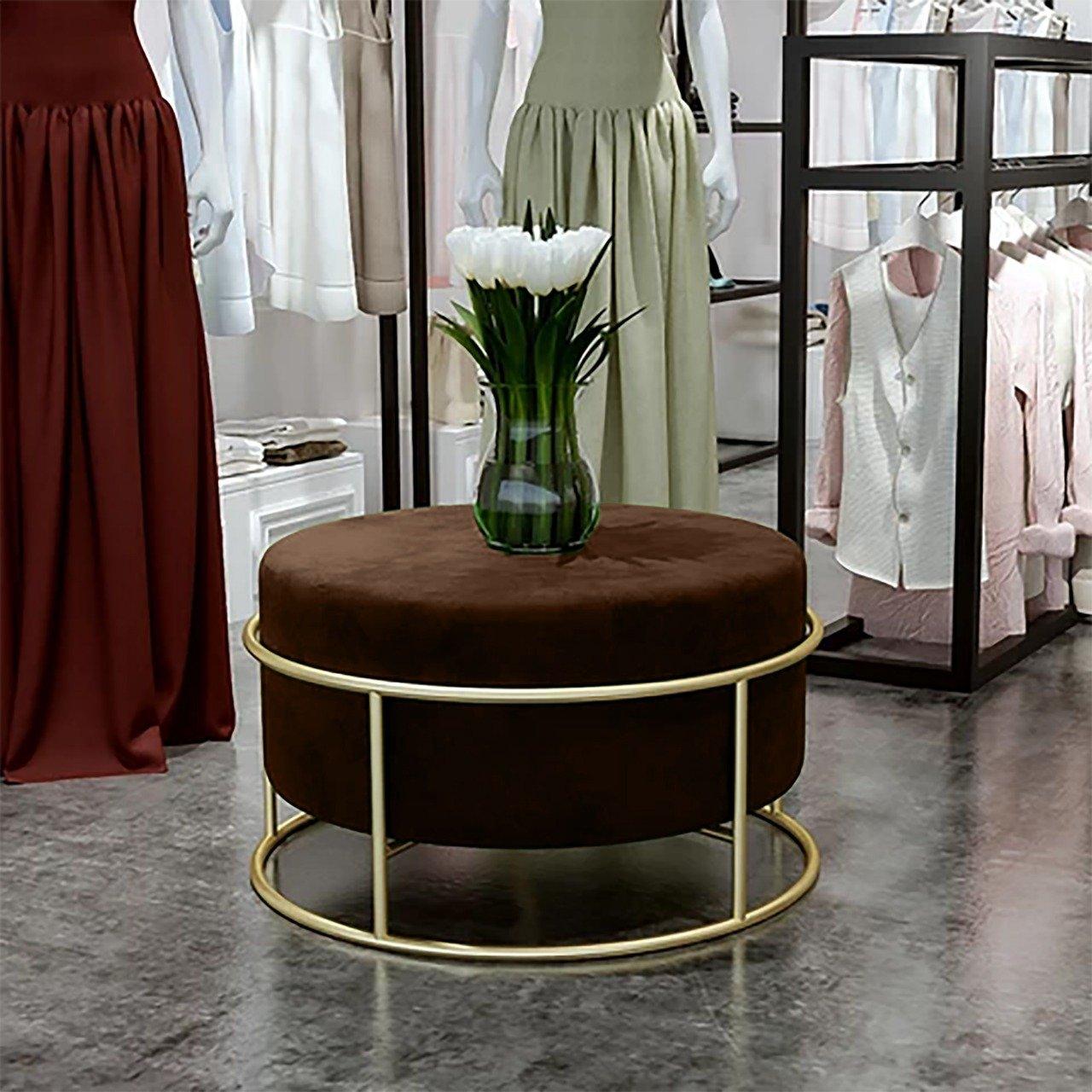 Luxury Wooden Round stool With Steel Stand -307 - 92Bedding