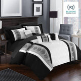 Black and White Embroided Pleated Duvet Set - 92Bedding