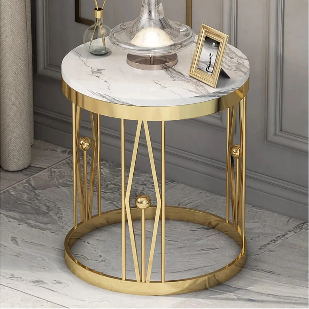 White MDF Top Coffee/Side Table With Satin Gold