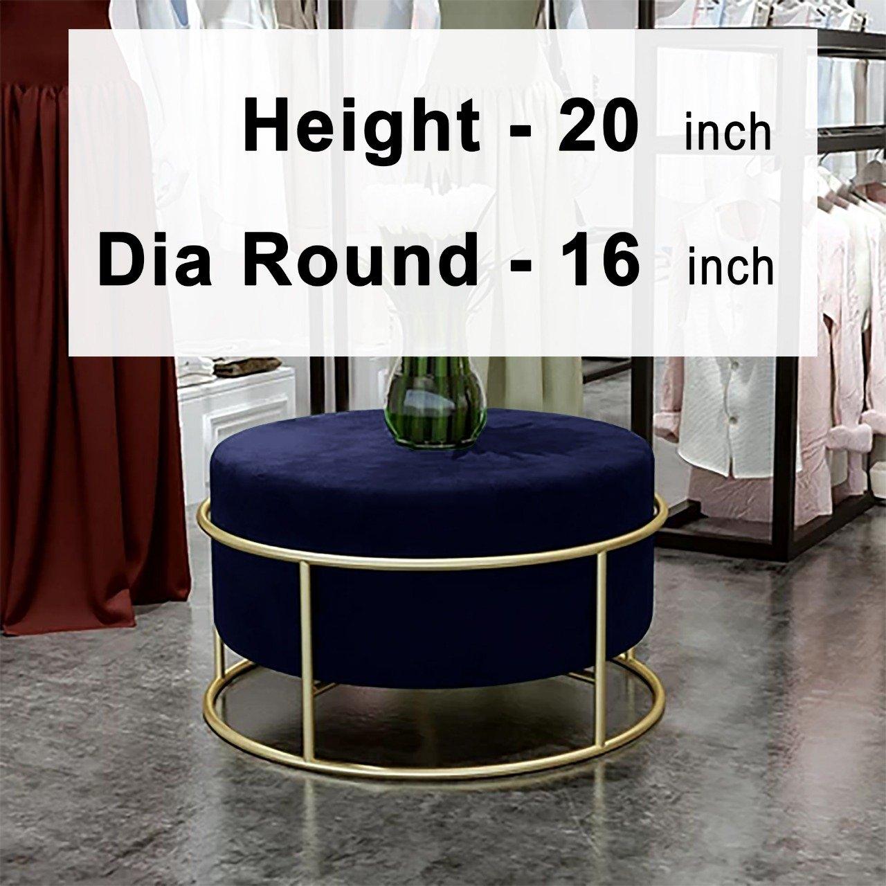 Luxury Wooden Round stool With Steel Stand -303 - 92Bedding