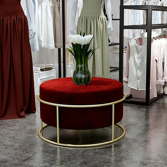 Luxury Wooden Round stool With Steel Stand -308 - 92Bedding