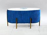 2 Seater Luxury Embroidered Velvet Stool With Steel Stand-888 - 92Bedding