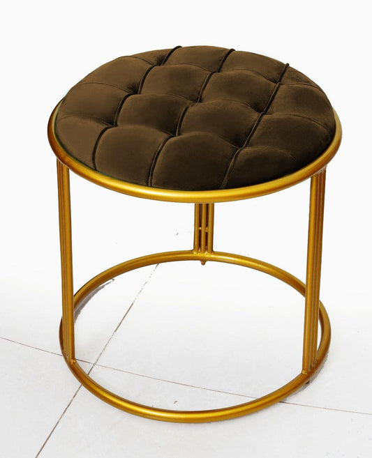 Luxury Velvet Round Stool With Steel Stand -900 - 92Bedding