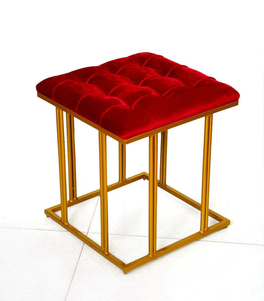 Luxury Velvet Square Stool With Steel Stand -911 - 92Bedding