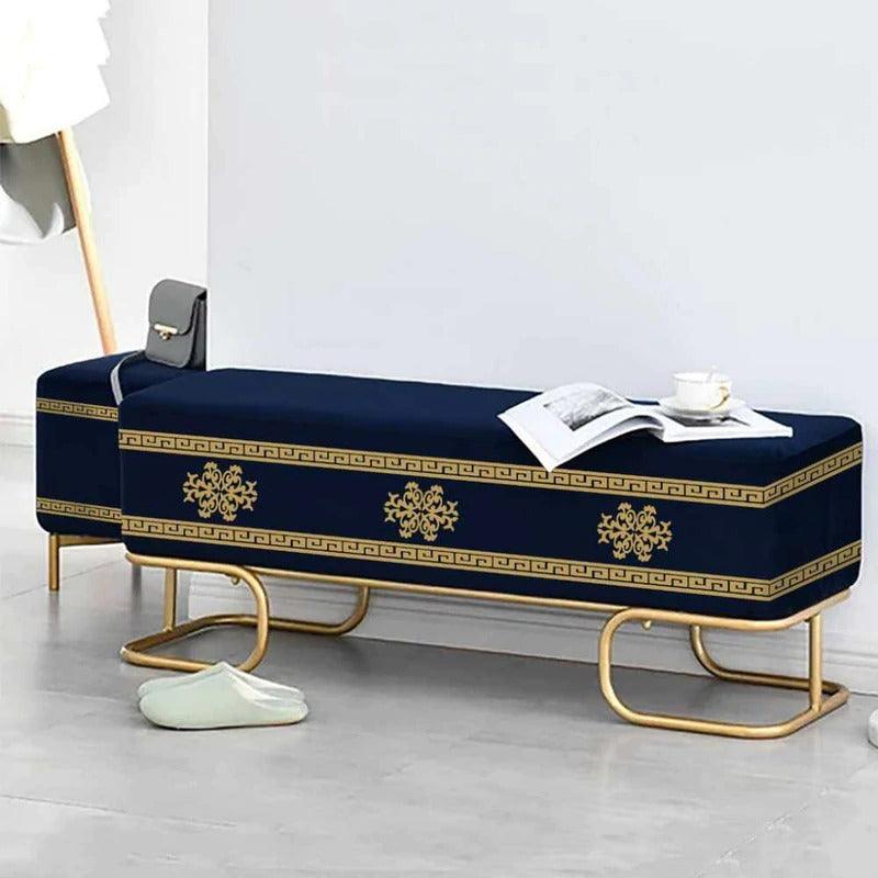 3 Seater Luxury Wooden Stool With Steel Stand- 832 - 92Bedding