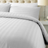 6 Pcs Luxury White Satin Stripe Duvet Set - 92Bedding