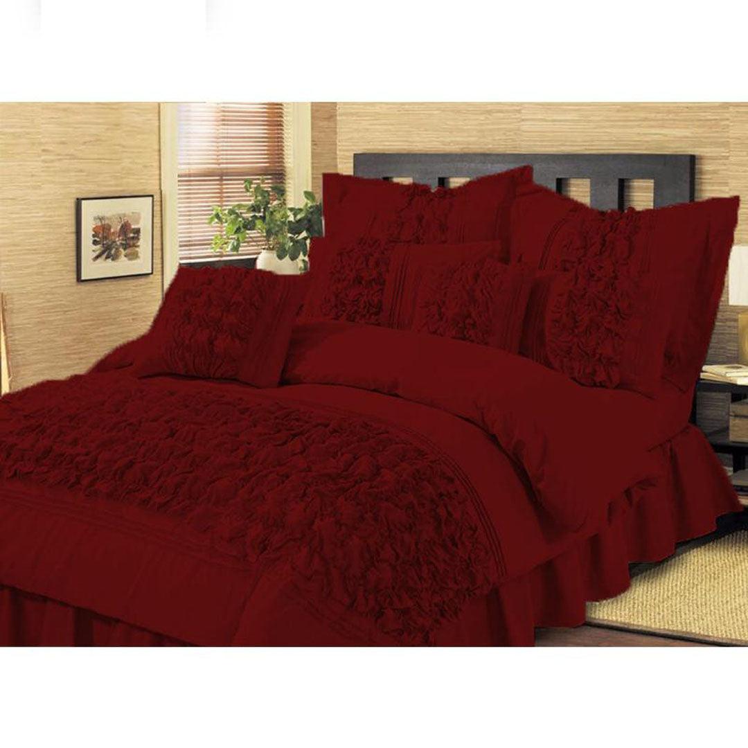 8 Pcs Embellished Comforter Set Maroon - 92Bedding