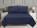 3 Pcs Satin Strip Bed Sheet Misty Blue NB-727 - 92Bedding