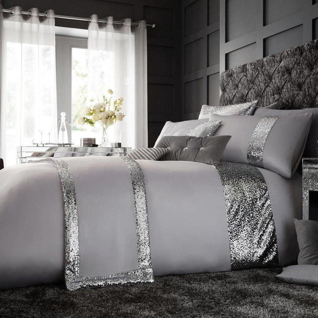 Luxury Sequin Fancy Bridal Set with Quilt filling (12 PIECES) Get Free Runner - 92Bedding