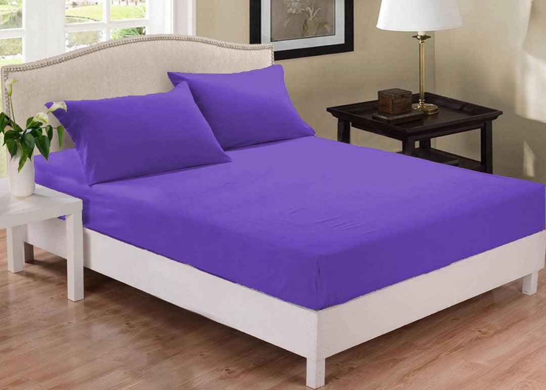 Fitted Sheet Rich Cotton Purple With Pillow Cover - 92Bedding