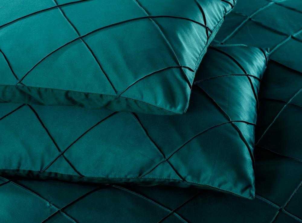 Elegant Cross Pleated Duvet Set Teal - 8 Pieces - 92Bedding