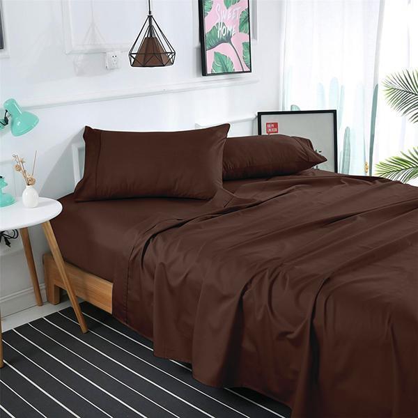CHOCOLATE SOLID BED SHEET SET - 92Bedding