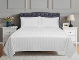 3 Pcs Satin Strip Bed Sheet White NB-729 - 92Bedding